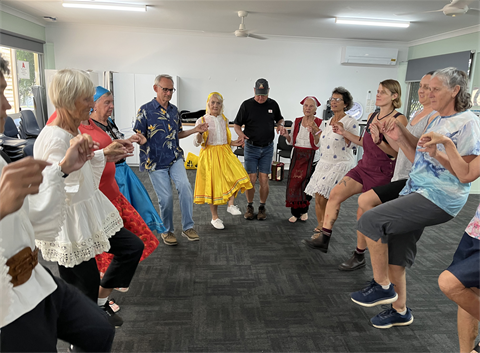 Circle with costumes