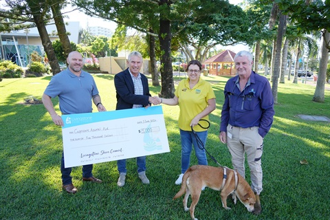 CAA_Donation___Cr_Wade_Rothery_Cr_Pat_Eastwood__CAA_Dana_Meyer__LSC_Ranger_Kevin_Hamilton_and_dog_Sarg.jpg