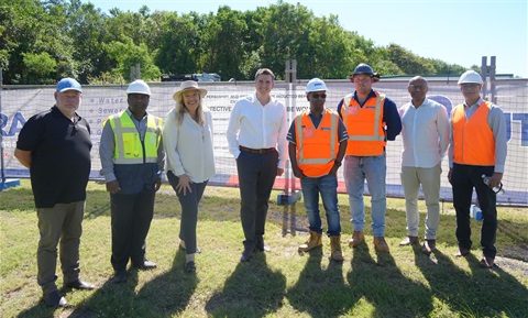 Tanby Sewer Project team with Nigel Hutton MP Centre and LR  Cr Watson  Cr Friend  and Cr Warcon