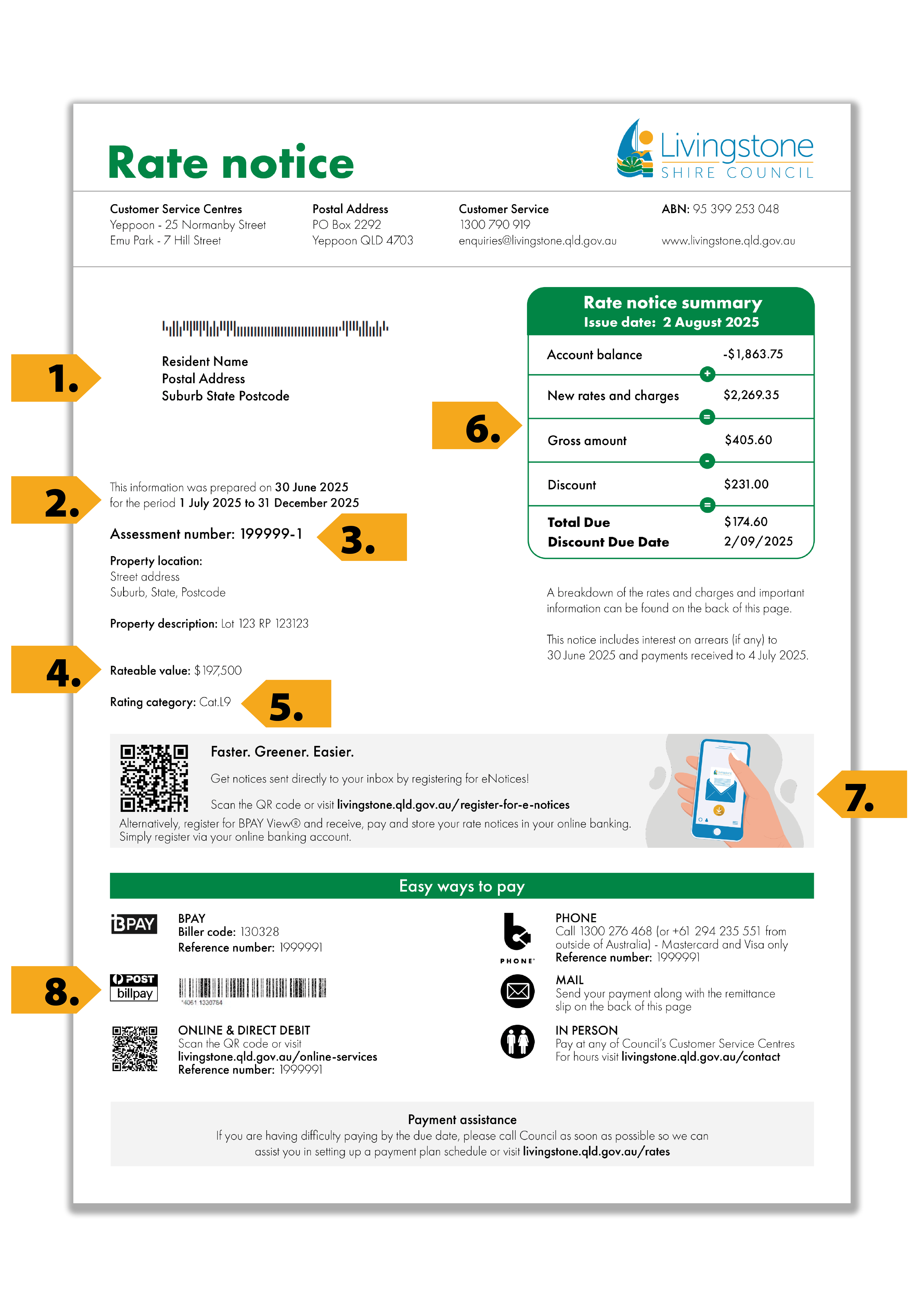 Example general rate notice explained page 1 for website