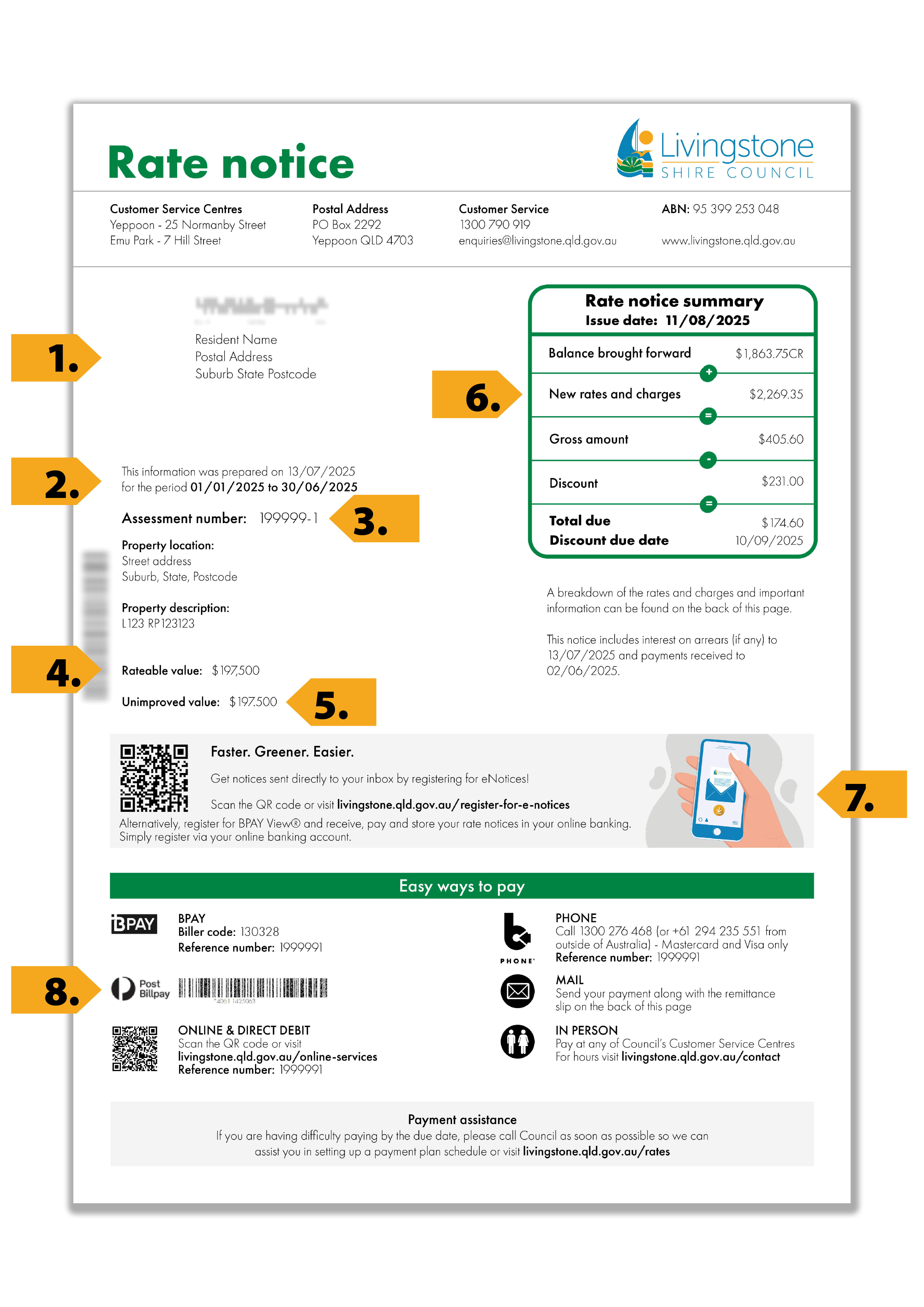 Example general rate notice for website august 2025 Page 1