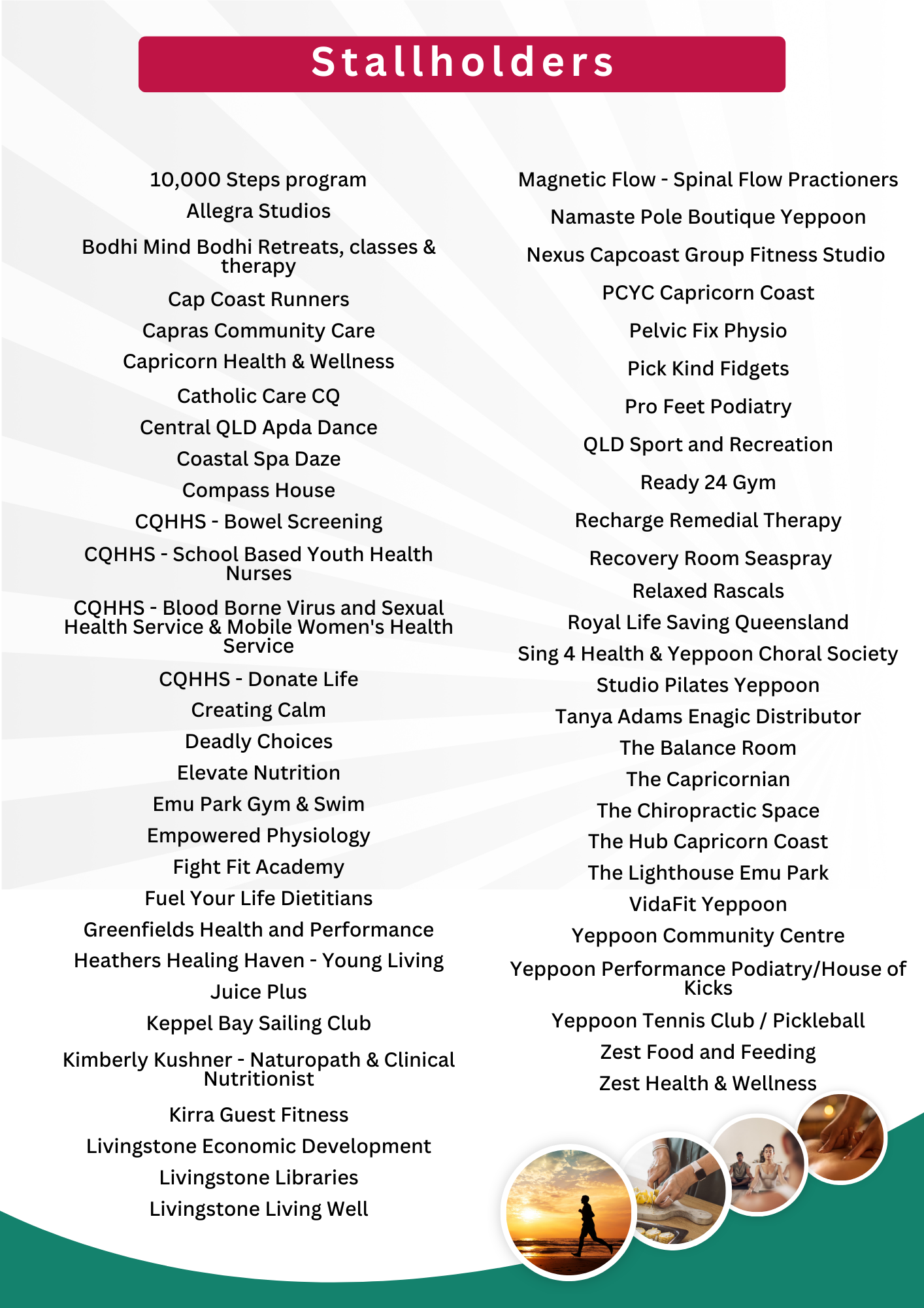 Health and wellness Expo stallholder list