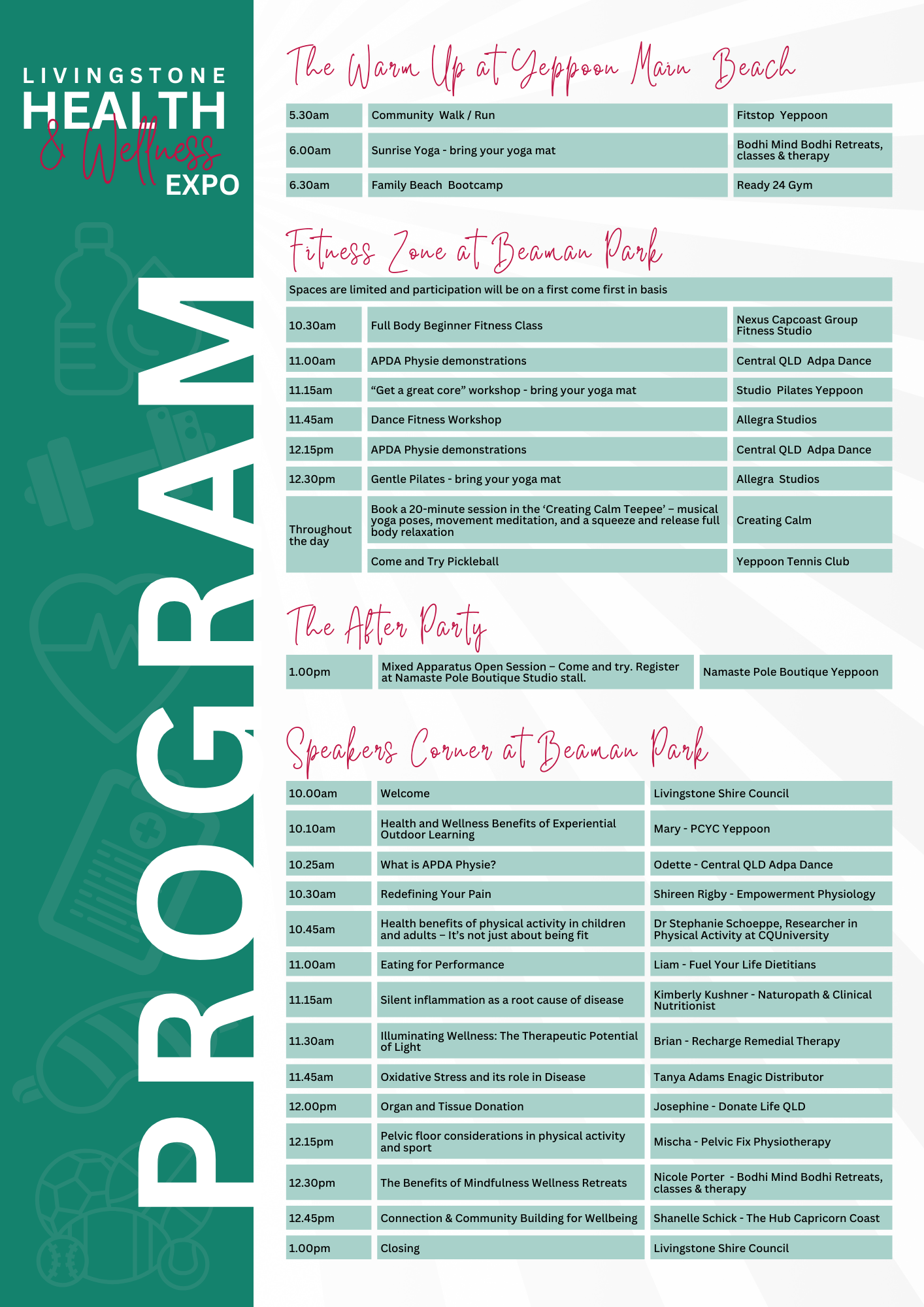 Livingstone health and wellness expo program
