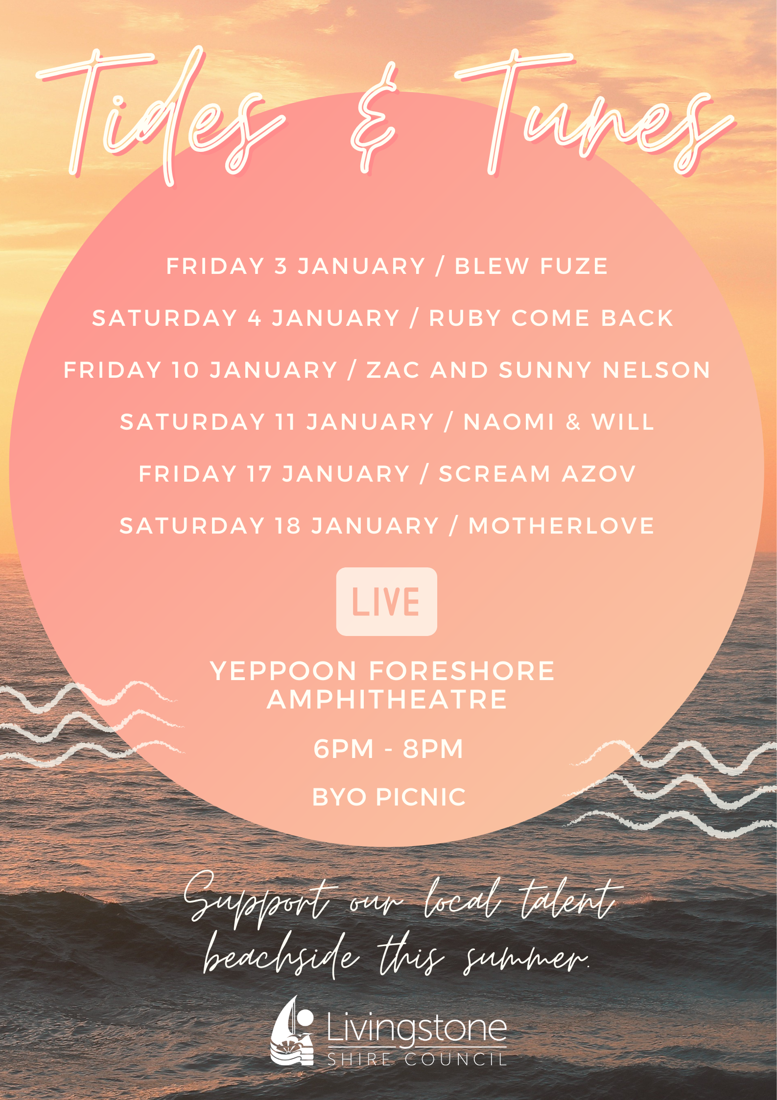Tides & Tunes Scream Azov Livingstone Shire Council
